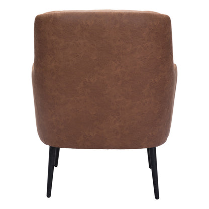 Fauteuil capitonné en similicuir marron et noir de 29 po