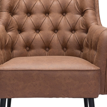 Fauteuil capitonné en similicuir marron et noir de 29 po