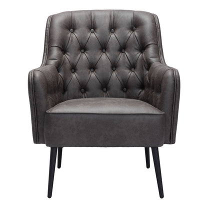 Fauteuil capitonné en similicuir noir de 29 po