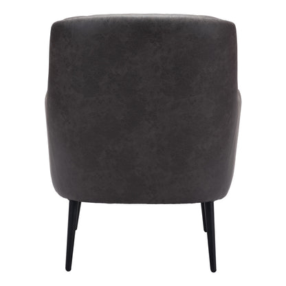 Fauteuil capitonné en similicuir noir de 29 po