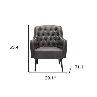 Fauteuil capitonné en similicuir noir de 29 po