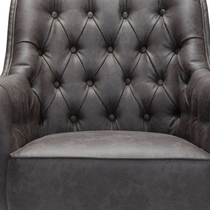 Fauteuil capitonné en similicuir noir de 29 po