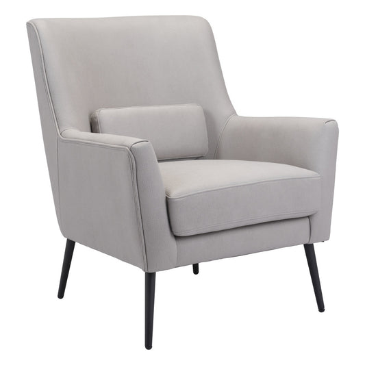 Fauteuil et coussin décoratif en similicuir gris et noir de 29 po