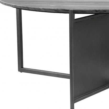 Table basse ronde en marbre véritable et acier gris et noir de 36 po