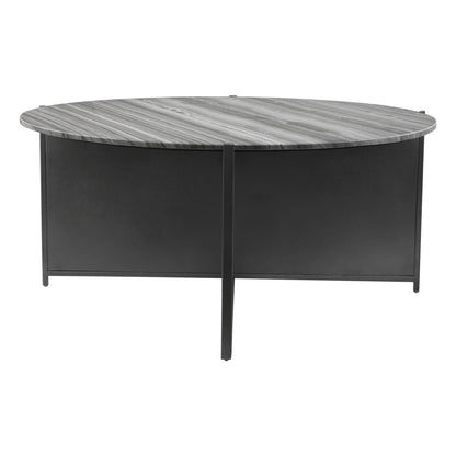 Table basse ronde en marbre véritable et acier gris et noir de 36 po