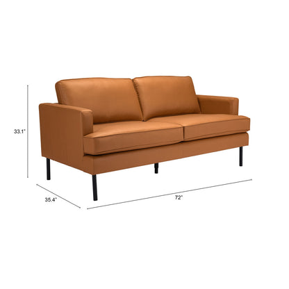 72" Brown Polyester Sofa With Black Legs