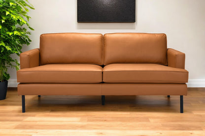 72" Brown Polyester Sofa With Black Legs