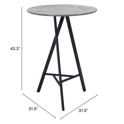 32" Gray and Black Rounded Steel Bar Table