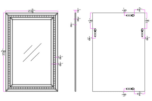 Miroir d'appoint avec cadre en verre argenté de 36 po