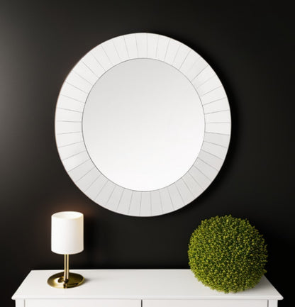 Miroir d'appoint rond en verre transparent de 35 po