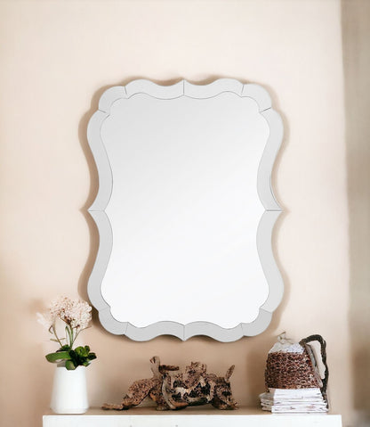 Miroir décoratif encadré en verre fantaisie transparent de 32 po