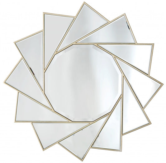 Miroir décoratif encadré en métal doré Sunburst de 35 po