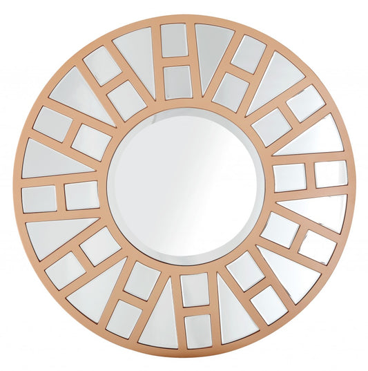 Miroir d'appoint rond en métal doré de 32 po