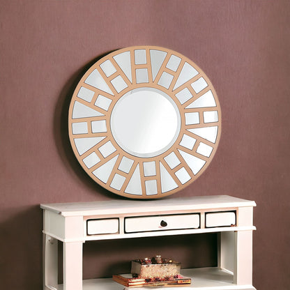 Miroir d'appoint rond en métal doré de 32 po