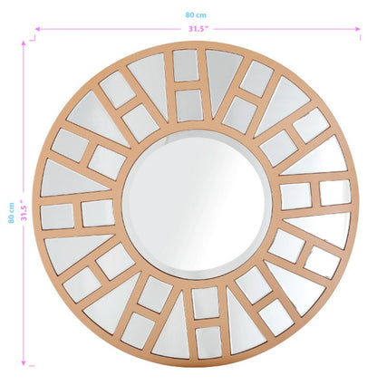 Miroir d'appoint rond en métal doré de 32 po