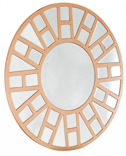 Miroir d'appoint rond en métal doré de 32 po