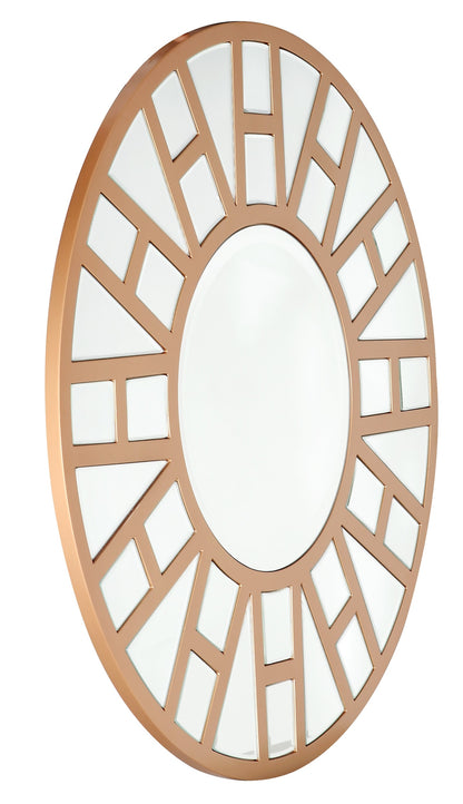 Miroir d'appoint rond en métal doré de 32 po