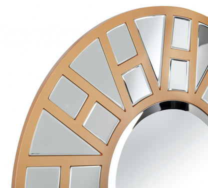 Miroir d'appoint rond en métal doré de 32 po