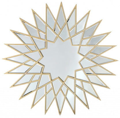 Miroir décoratif encadré en métal doré Sunburst de 34 po