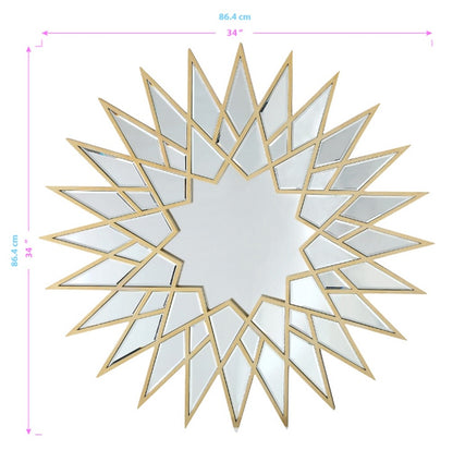 Miroir décoratif encadré en métal doré Sunburst de 34 po