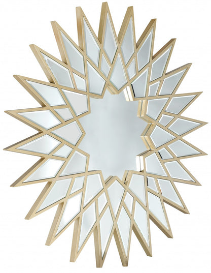 Miroir décoratif encadré en métal doré Sunburst de 34 po