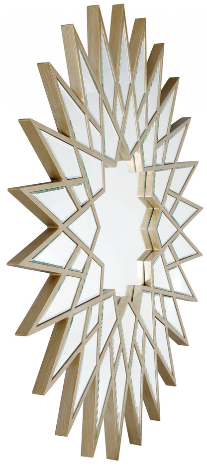 Miroir décoratif encadré en métal doré Sunburst de 34 po