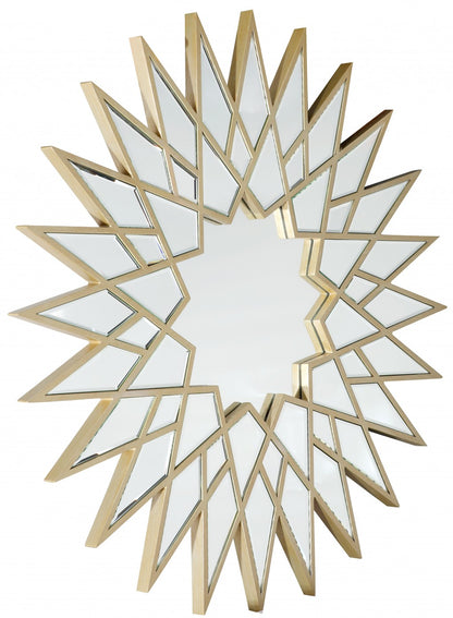 Miroir décoratif encadré en métal doré Sunburst de 34 po