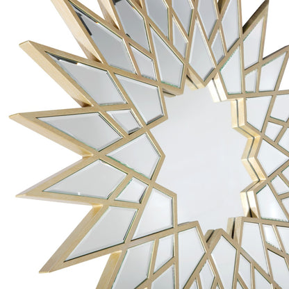 Miroir décoratif encadré en métal doré Sunburst de 34 po