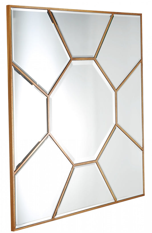 Miroir d'appoint carré en métal doré de 35 po