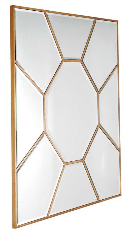 Miroir d'appoint carré en métal doré de 35 po