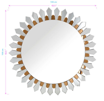 Miroir d'appoint rond encadré de verre doré de 43 po