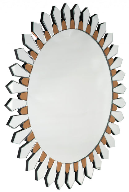 Miroir d'appoint rond encadré de verre doré de 43 po