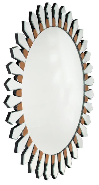 Miroir d'appoint rond encadré de verre doré de 43 po