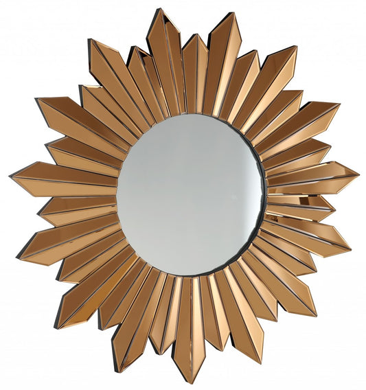 Miroir décoratif encadré en verre doré Sunburst de 39 po