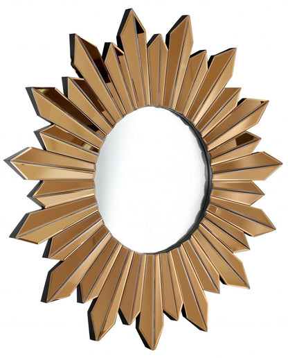 Miroir décoratif encadré en verre doré Sunburst de 39 po