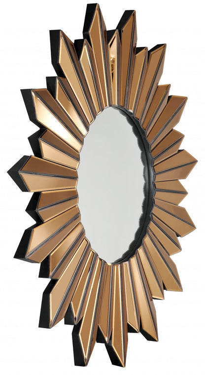 Miroir décoratif encadré en verre doré Sunburst de 39 po