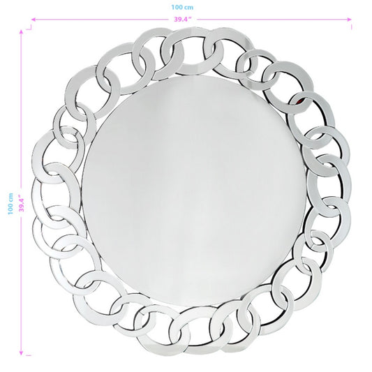 Miroir d'appoint rond en verre transparent de 39 po