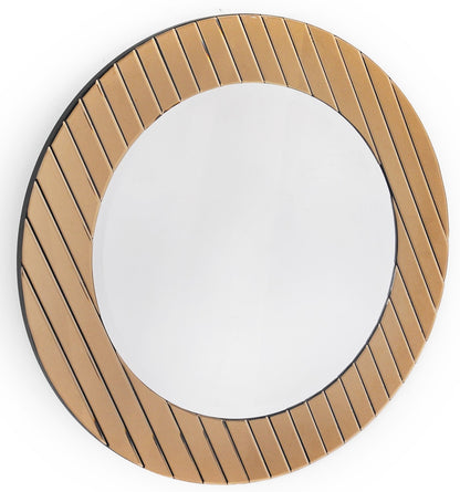 Miroir d'appoint rond encadré en verre doré de 35 po