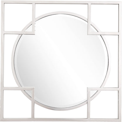 33" Silver Square Metal Framed Accent Mirror