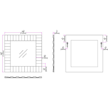 Miroir d'appoint carré transparent de 28 po avec cadre en verre