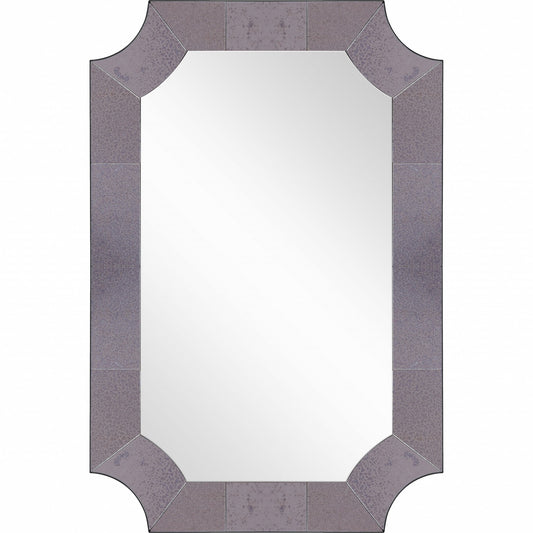 Miroir décoratif encadré en verre fantaisie gris de 35 po