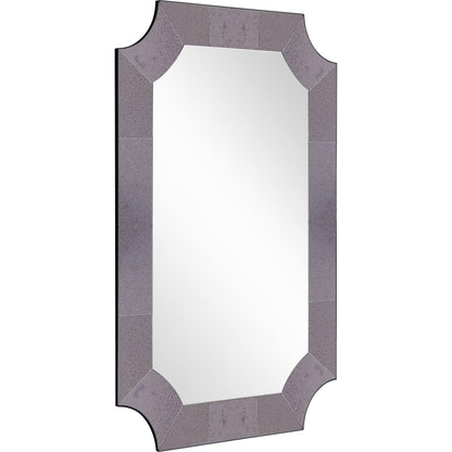 Miroir décoratif encadré en verre fantaisie gris de 35 po