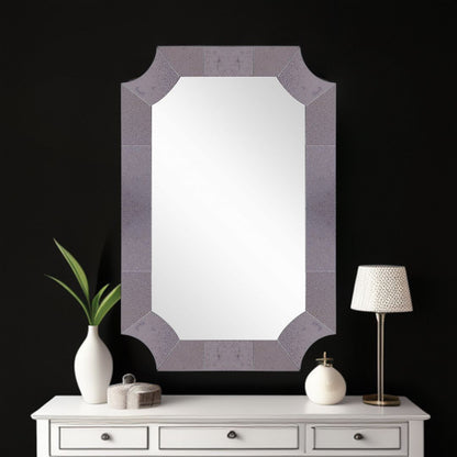 Miroir décoratif encadré en verre fantaisie gris de 35 po