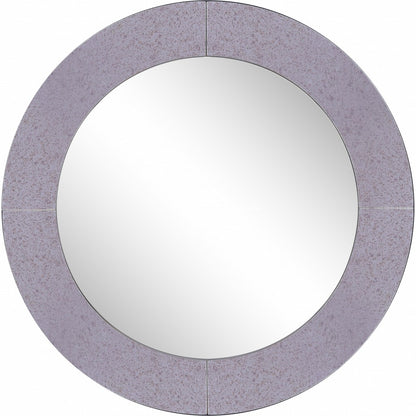 Miroir d'appoint rond encadré en verre gris de 30 po