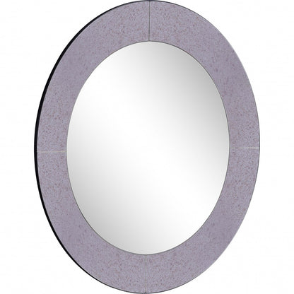 Miroir d'appoint rond encadré en verre gris de 30 po