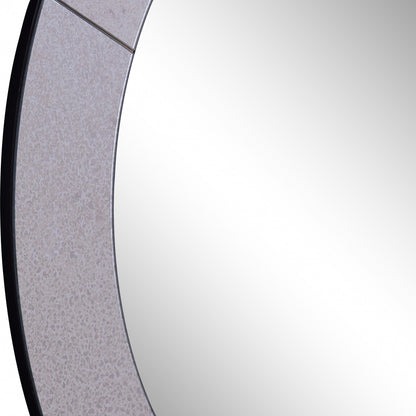 Miroir d'appoint rond encadré en verre gris de 30 po