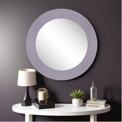 Miroir d'appoint rond encadré en verre gris de 30 po