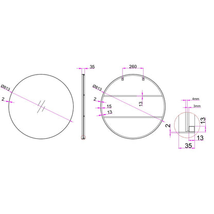 Miroir d'appoint rond en métal noir de 32 po