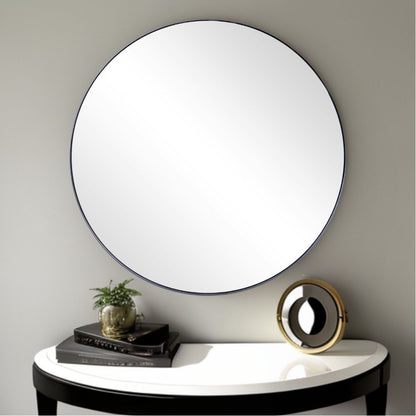 Miroir d'appoint rond en métal noir de 32 po