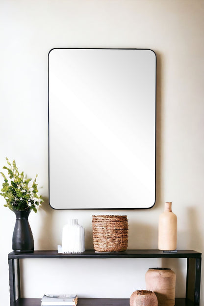 Miroir d'appoint avec cadre en métal noir de 42 po